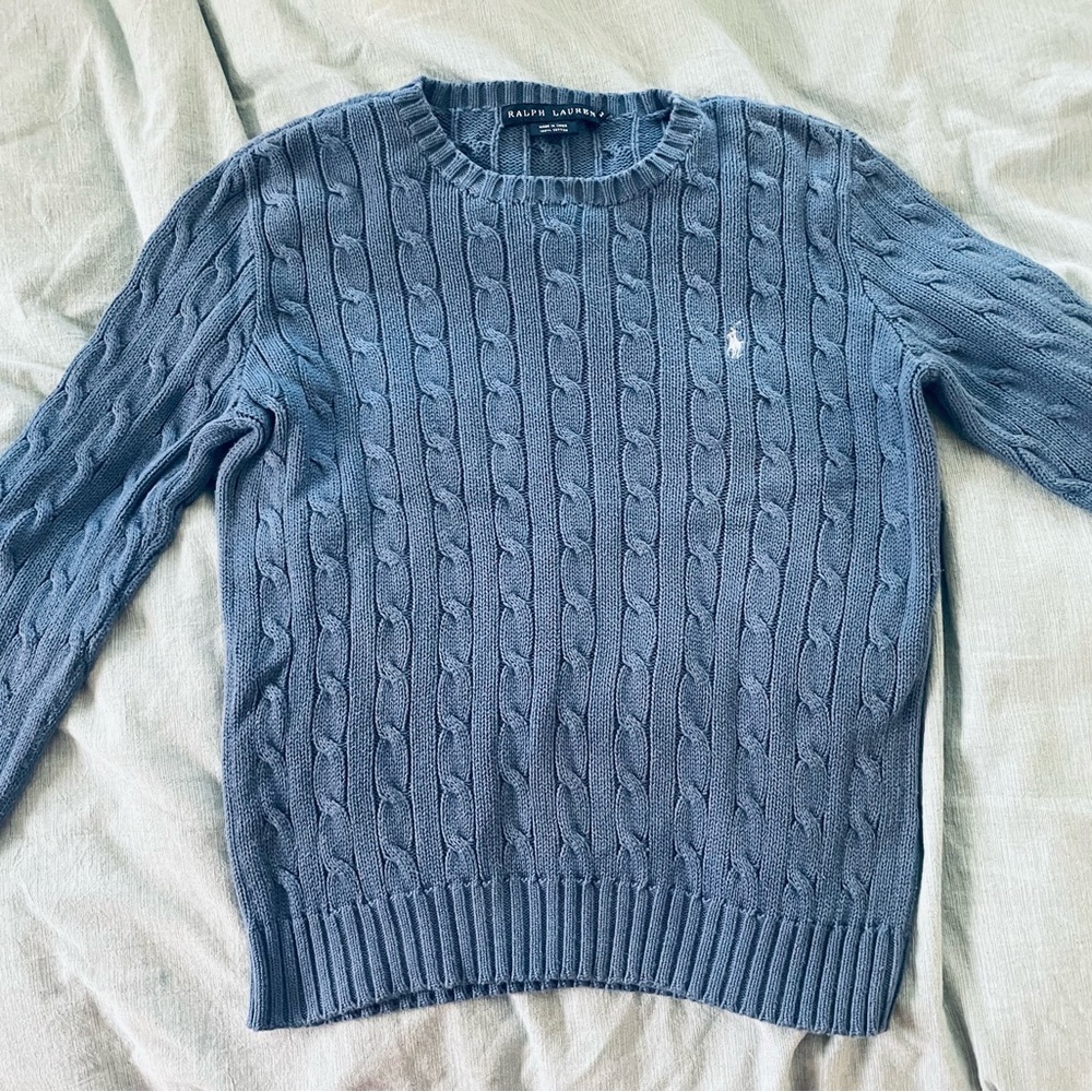 Ralph Lauren Women's Blue Cable Knit Sweater